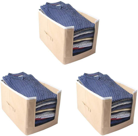 Cloth Organizer - Non Woven Foldable Cloth Organizer ( Pack of 3)